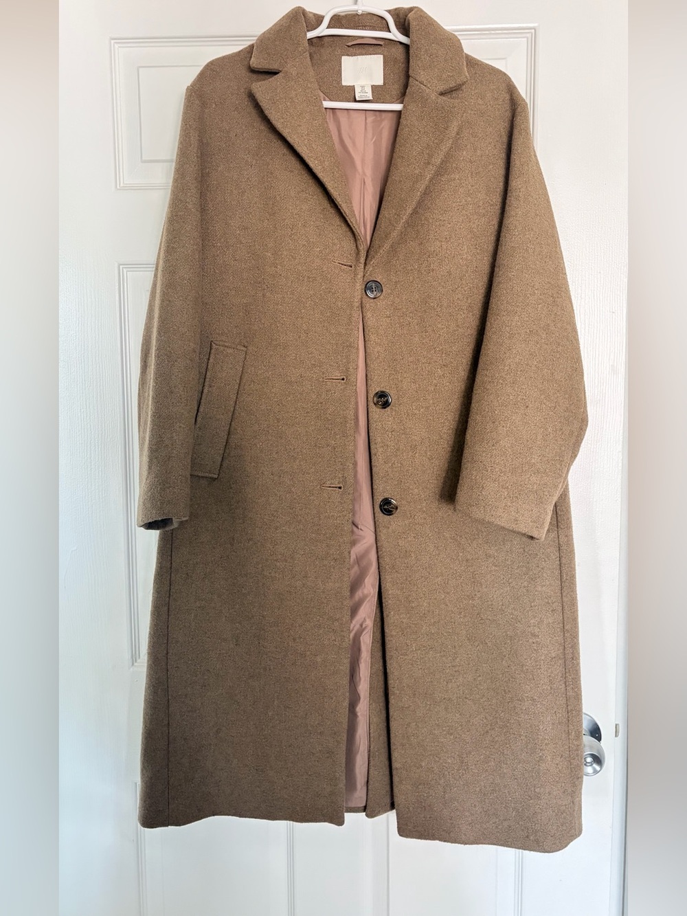 H&M Camel/Tan Wool-Blend Pea Coat